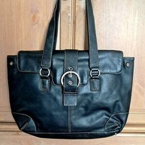 Franklin Covey Women's Executive Black Leather Purse/Laptop Bag LIKE NEW!